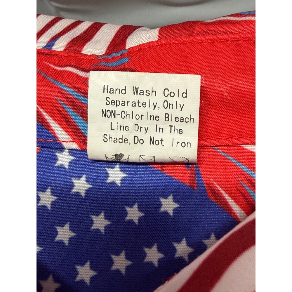 Mens American Flag Fireworks Button Down Shirt Red Patriotic 4th of July XXL - Picture 5 of 8